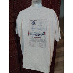 Vintage USAAF WW2 T shirt P-51 Mustang US Air Force 2XL Fighter Plane